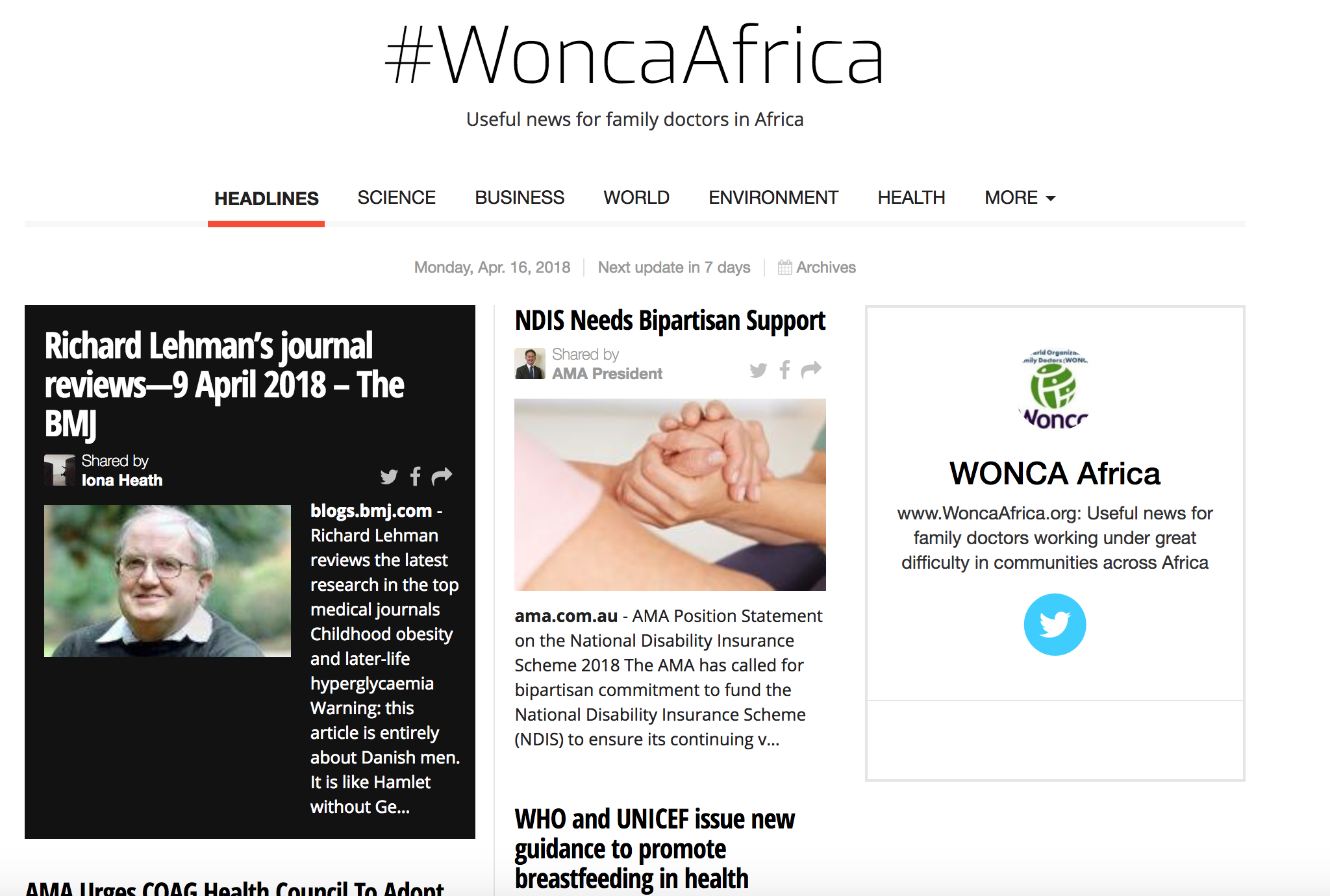 #WoncaAfrica 16 April 2018
