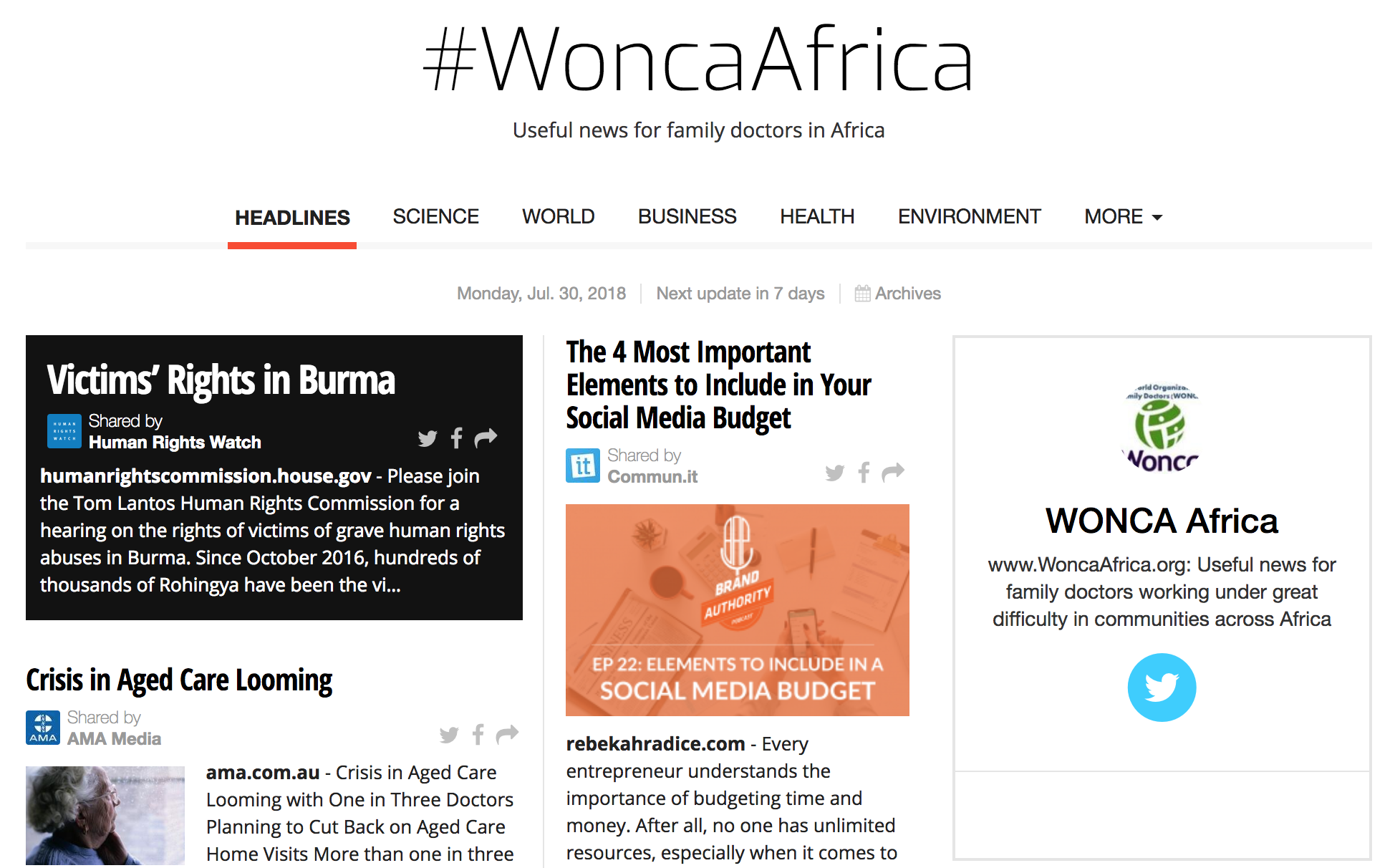 #WoncaAfrica 30 July 2018