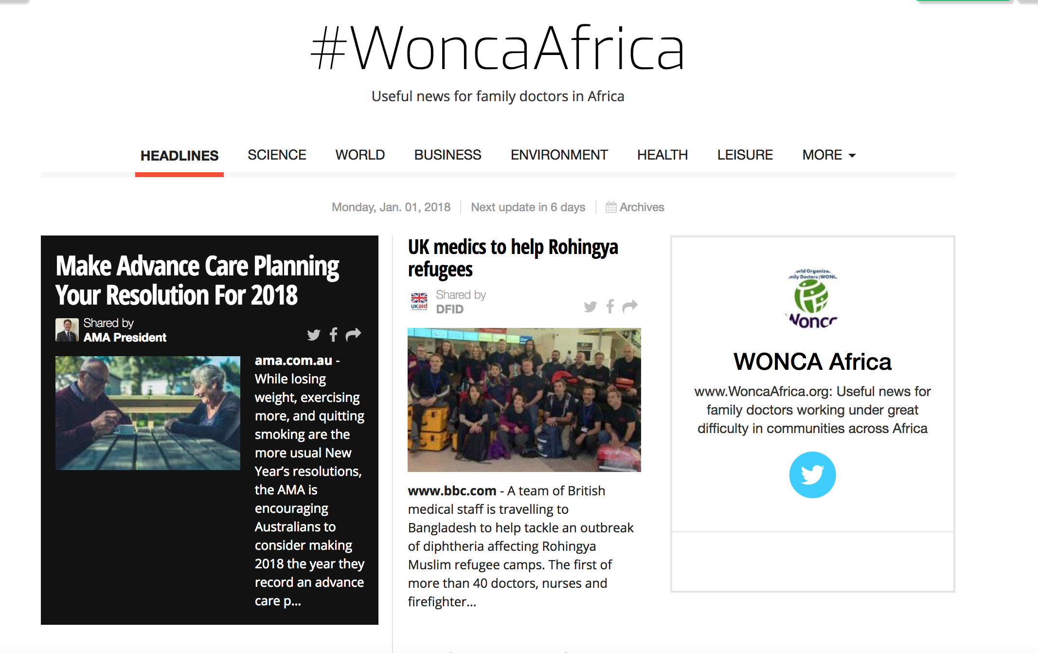 #WoncaAfrica 01 January 2018