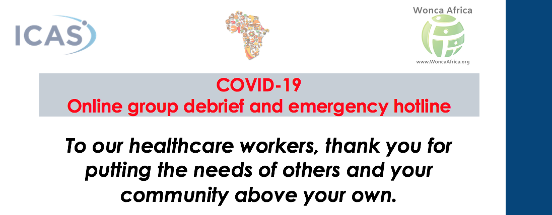 COVID-19 Online group debrief and emergency hotline