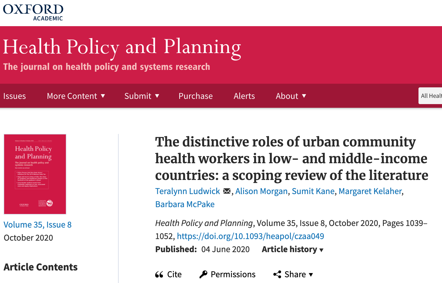 Roles of urban CHWs in LMICs